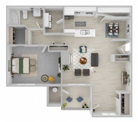 Floor plan for 1 bed, 1 bath, 900 sqft